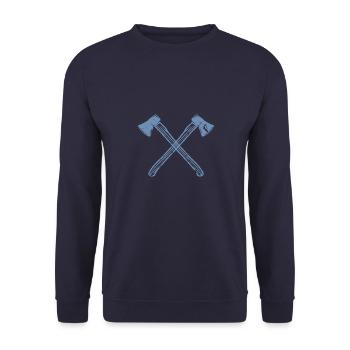 Conception de hache de style grunge - Pour les bûcherons et - Sweat-shirt Unisexe - marine - Devant - Alina (178cm) & Michal (187cm)