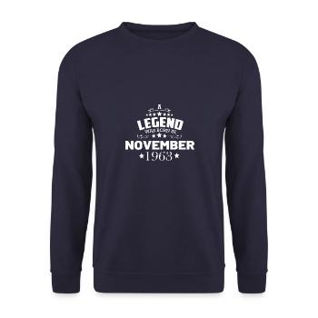 Birthday Legend November 1963 Unforgettable - Unisex Sweatshirt - navy - Front - Alina (178cm) & Michal (187cm)