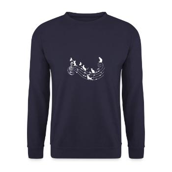 Katzen und Musik - Unisex Pullover - Navy - Vorne - Alina (178cm) & Michal (187cm)