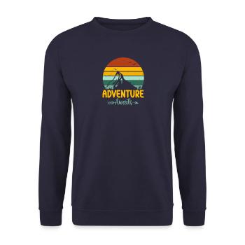 Adventure awaits - Nature Camping Mountain - Unisex Sweatshirt - navy - Front - Alina (178cm) & Michal (187cm)