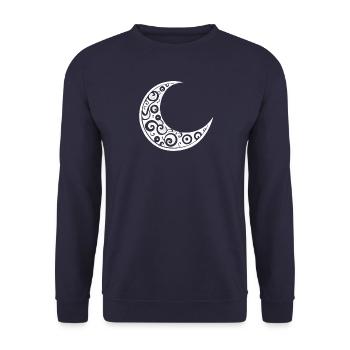 Weißer Mond Symbol, Mond Tattoo, Astrologie - Unisex Pullover - Navy - Vorne - Alina (178cm) & Michal (187cm)