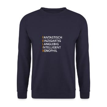Felix Name Geschenk - Unisex Pullover - Navy - Vorne - Alina (178cm) & Michal (187cm)