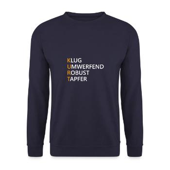 Kurt Name Geschenk - Unisex Pullover - Navy - Vorne - Alina (178cm) & Michal (187cm)
