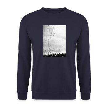 Regen auf Glas Monochrom - Unisex Pullover - Navy - Vorne - Alina (178cm) & Michal (187cm)