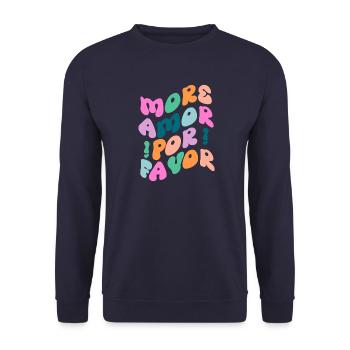 more Amor por favor - Unisex Pullover - Navy - Vorne - Alina (178cm) & Michal (187cm)