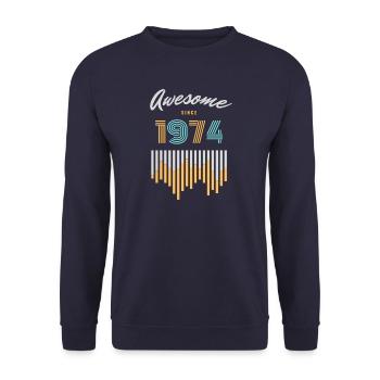 Vintage 1974 74 Retro Birthday Vintage Gift - Unisex Sweatshirt - navy - Front - Alina (178cm) & Michal (187cm)