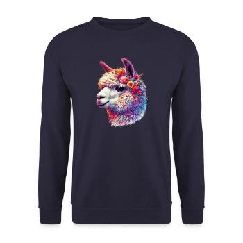 Alpaca - Unisex Sweatshirt - navy - Front - Alina (178cm) & Michal (187cm)