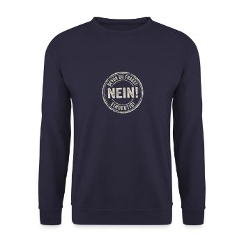 Bevor du fragst Nein lustiges Geschenk - Unisex Pullover - Navy - Vorne - Alina (178cm) & Michal (187cm)