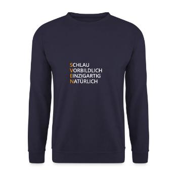 Sven Name Geschenk - Unisex Pullover - Navy - Vorne - Alina (178cm) & Michal (187cm)