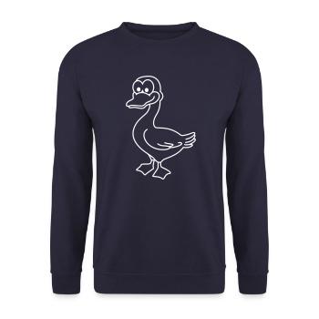 Gans Comic Tier - Unisex Pullover - Navy - Vorne - Alina (178cm) & Michal (187cm)