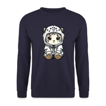 Schneeleopard Winter leopard Comic - Unisex Pullover - Navy - Vorne - Alina (178cm) & Michal (187cm)