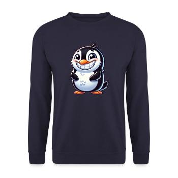 Cute Penguin Cartoon Grin Laughing Joy - Unisex Sweatshirt - navy - Front - Alina (178cm) & Michal (187cm)