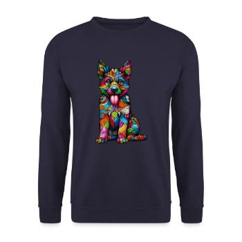 CHIEN COLORÉ COLORÉ ARC EN CIEL MOTIF RAYURES - Sweat-shirt Unisexe - marine - Devant - Alina (178cm) & Michal (187cm)