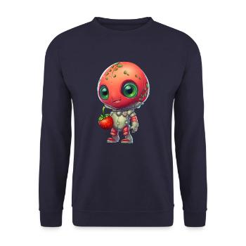 Red Alien Strawberry Man: Mignon Fusion - Sweat-shirt Unisexe - marine - Devant - Alina (178cm) & Michal (187cm)