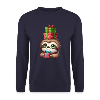 Weihnachtsmann Faultier Balancieren Weihnachtszeit - Unisex Pullover - Navy - Vorne - Alina (178cm) & Michal (187cm)