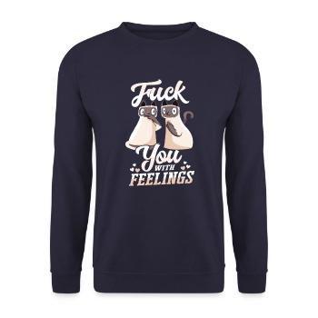 Cat with feelings funny sarcastic - Unisex Sweatshirt - navy - Front - Alina (178cm) & Michal (187cm)