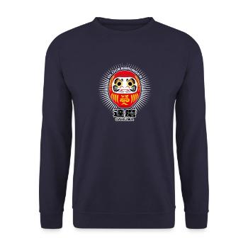 Daruma - Glücksbringer - Unisex Pullover - Navy - Vorne - Alina (178cm) & Michal (187cm)
