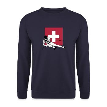 ski - alpine - apres - schweiz - Unisex Pullover - Navy - Vorne - Alina (178cm) & Michal (187cm)
