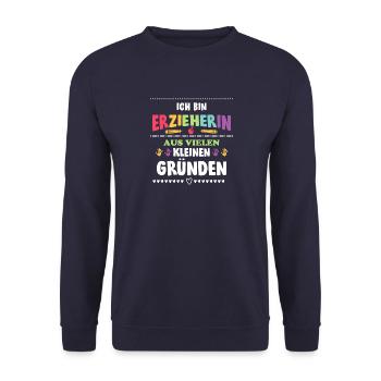 Erzieherin Shirt · Kleine Gründe · Geschenk - Unisex Pullover - Navy - Vorne - Alina (178cm) & Michal (187cm)