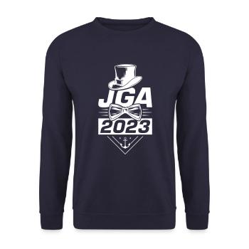 Jga 2023 Junggesellenabschied - Unisex Pullover - Navy - Vorne - Alina (178cm) & Michal (187cm)