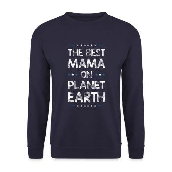 Beste Mama Spruch Mutter Mom - Unisex Pullover - Navy - Vorne - Alina (178cm) & Michal (187cm)