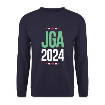 Jga 2024 Junggesellenabschied - Unisex Pullover - Navy - Vorne - Alina (178cm) & Michal (187cm)