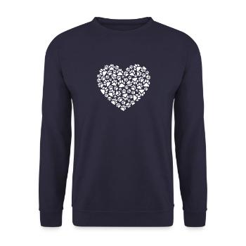 Pfoten-Herz - Unisex Pullover - Navy - Vorne - Alina (178cm) & Michal (187cm)