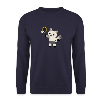 excited cat plays badminton - Unisex Sweatshirt - navy - Front - Alina (178cm) & Michal (187cm)