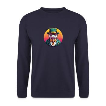 Colorful Alligator Crocodile with Sunglasses and Hat - Unisex Sweatshirt - navy - Front - Alina (178cm) & Michal (187cm)