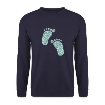Liberty Fußabdrücke türkis - Unisex Pullover - Navy - Vorne - Alina (178cm) & Michal (187cm)