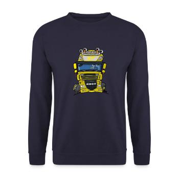 0793 D truck yellow - Unisex Sweatshirt - navy - Front - Alina (178cm) & Michal (187cm)