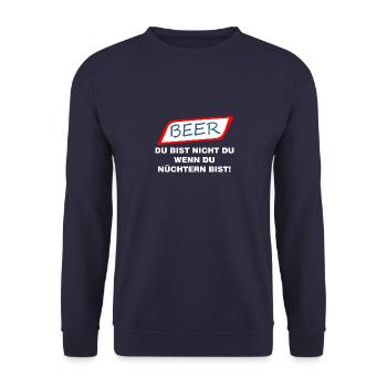 BEER; DU BIST NICHT DU WENN DU NUECHTERN BIST - Unisex Pullover - Navy - Vorne - Alina (178cm) & Michal (187cm)
