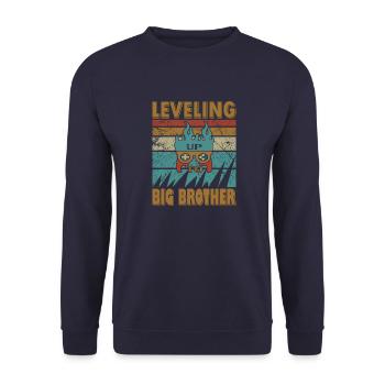 Leveling up to Big Brother, Gamer - Unisex Pullover - Navy - Vorne - Alina (178cm) & Michal (187cm)