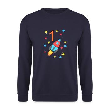 Birthday Rocket 1 - Unisex Sweatshirt - navy - Front - Alina (178cm) & Michal (187cm)