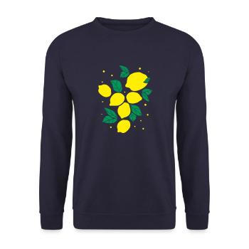 Frische Zitronenfrüchte - Unisex Pullover - Navy - Vorne - Alina (178cm) & Michal (187cm)