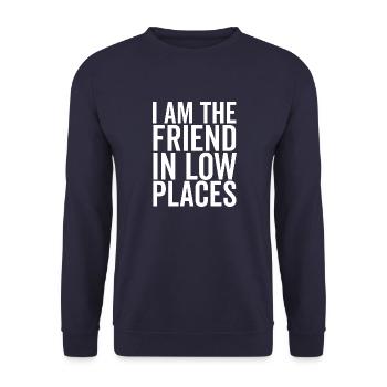 Ich bin der Freund in niedrigen Orten - Unisex Pullover - Navy - Vorne - Alina (178cm) & Michal (187cm)