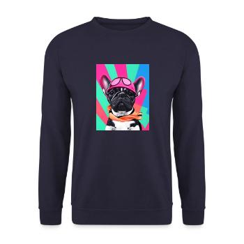 French Bulldog fashion chic style - Unisex Sweatshirt - navy - Front - Alina (178cm) & Michal (187cm)