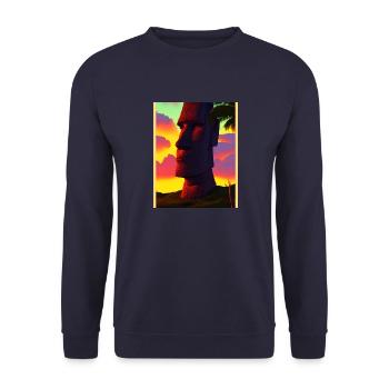 Moai Easter island portait sunset - Sweat-shirt Unisexe - marine - Devant - Alina (178cm) & Michal (187cm)