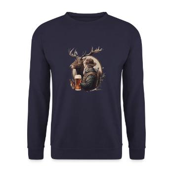 Un chasseur boit de la bière - Sweat-shirt Unisexe - marine - Devant - Alina (178cm) & Michal (187cm)