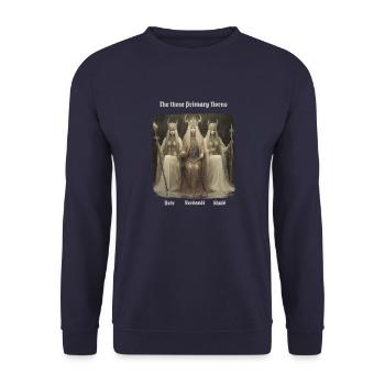 The Three Norns / Women of Fate - Unisex Sweatshirt - navy - Front - Alina (178cm) & Michal (187cm)