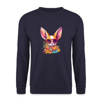 Ali the fennec - Unisex Sweatshirt - navy - Front - Alina (178cm) & Michal (187cm)