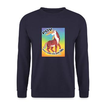 How I slide in your DMs - Unisex Pullover - Navy - Vorne - Alina (178cm) & Michal (187cm)