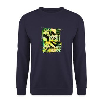 Newspaper Clips Scrapbook Magazines Alphabet Code - Unisex Sweatshirt - navy - Front - Alina (178cm) & Michal (187cm)