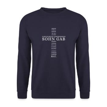 Denn so sehr hat Gott die welt geliebt - Unisex Pullover - Navy - Vorne - Alina (178cm) & Michal (187cm)