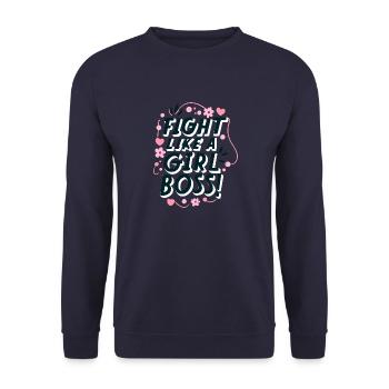 Kämpfe wie ein Girlboss! - Unisex Pullover - Navy - Vorne - Alina (178cm) & Michal (187cm)