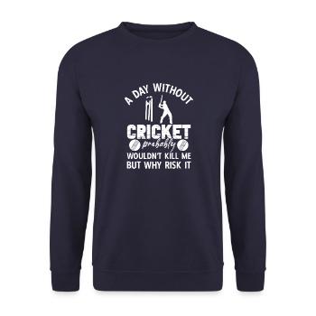 Lustiges Kricket Spruch Vintage Cricket Spiel - Unisex Pullover - Navy - Vorne - Alina (178cm) & Michal (187cm)