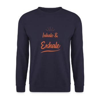 Inhale & Exhale Saying - Unisex Sweatshirt - navy - Front - Alina (178cm) & Michal (187cm)