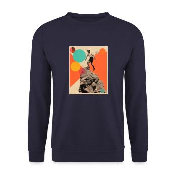 Mein Großvater klettert auf den Berg - Unisex Pullover - Navy - Vorne - Alina (178cm) & Michal (187cm)