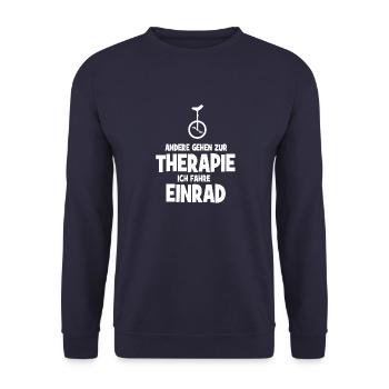 Andere gehen zur Therapie - Ich fahre Einrad - Unisex Pullover - Navy - Vorne - Alina (178cm) & Michal (187cm)