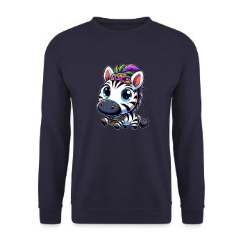 Karnevals-Zebra: Mardi Gras mit Maske - Unisex Pullover - Navy - Vorne - Alina (178cm) & Michal (187cm)